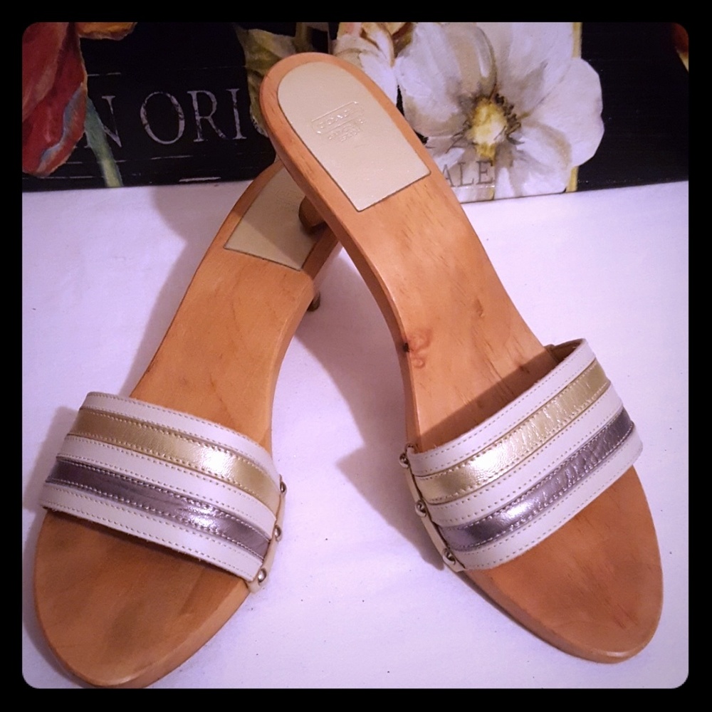 Coach Leather Kitten Heel Mules (price is firm)